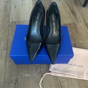 Stuart Weitzman 85MM Black Patent Leather Block Pumps